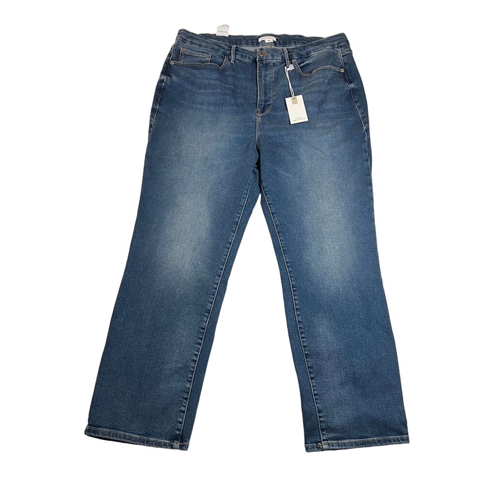 EUC Good American High Rise Good Legs Straight Jeans Size 20 Stretch Casual